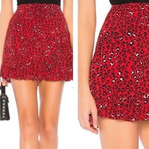 Lovers + Friends Women's Sahara‎ Cheetah Lined Lena Mini Skirt Red Black S Small
